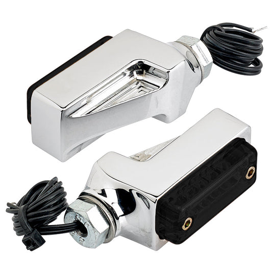 Joker Machine Smoked Rectangle Red LED Turn Signals | Chrome