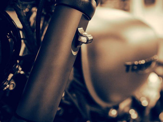 Wunderkind Customs 47mm Fork Leg Covers with LED Mini Blinkers for Triumph Bobber