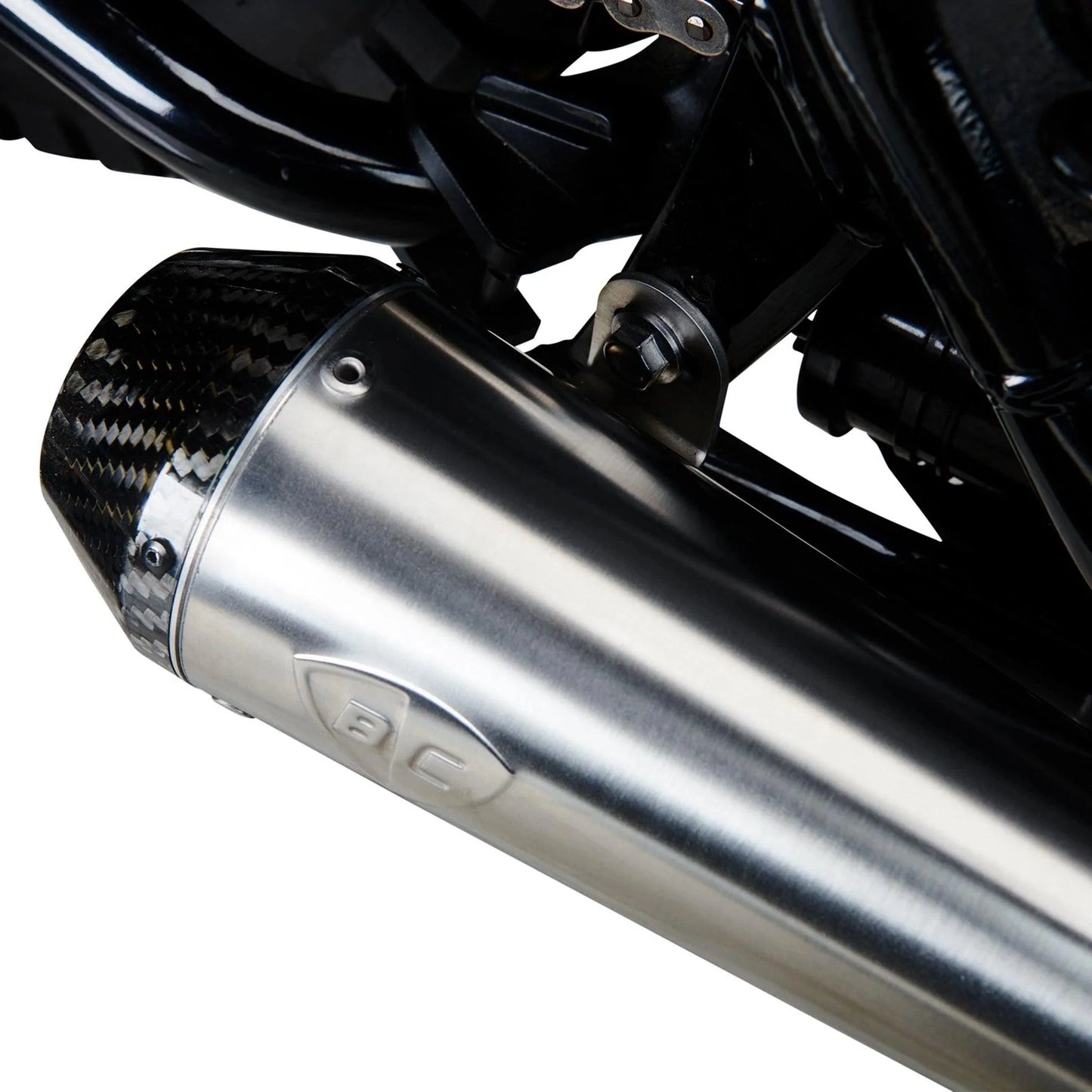 3.5 Predator Carbon Slip-On Exhaust for Triumph Bonneville Mag Wheel – Brushed